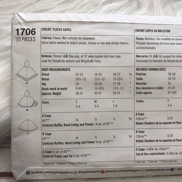 D Simplicity Girls Cape Sewing Pattern S-L - Picture 6 of 13